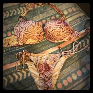 VS Pink & Lavender Paisley Bikini Top
